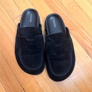 Hermes go mule black suede